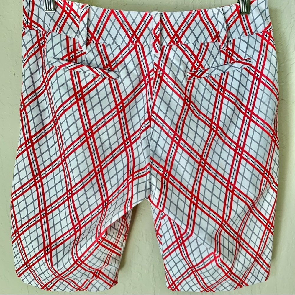 GG BLUE Golf Shorts Diamond Plaid Long Short Red White Grey Size 6 - Picture 14 of 16